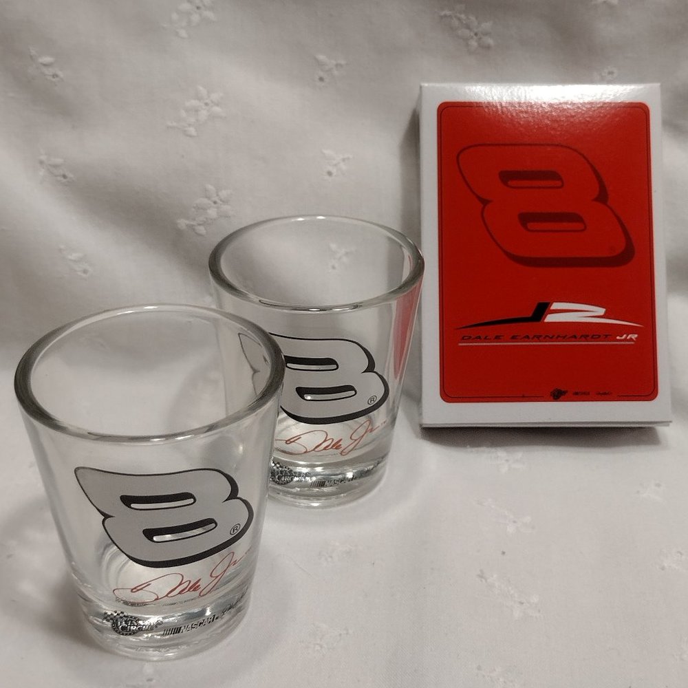 NASCAR || 8 Dale Jr  Shot Glass/Playing Cards Tin